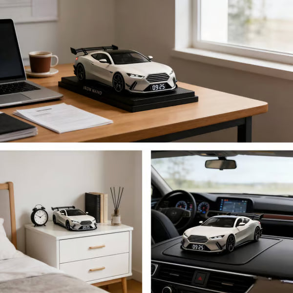 📢📢60% KEDVEZMÉNY !!【🎁A legjobb ajándék🎁】Hiperautós ébresztőóra –🏎️Valósághű GTR motor és fényeffektek